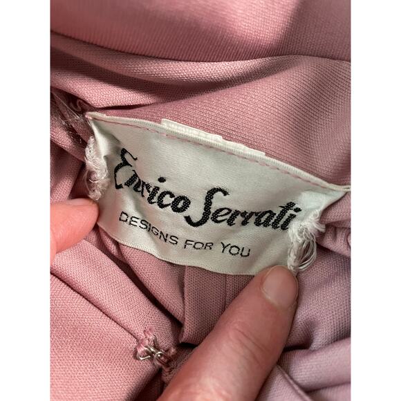 VTG 1970s Enrico Serrati Designs for You Long Sleeve Maxi Dress Tie Back - Picture 3 of 9